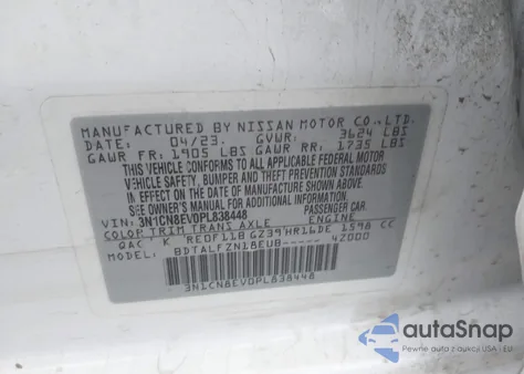 2023 Nissan Versa 1.6 Sv Xtronic Cvt from USA, damaged, VIN 3N1CN8EV0PL838448